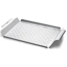Weber Deluxe Grillpfanne 44 x 39 cm - Hitzebeständig & spülmaschinenfest - Ideal zum Sautieren von Gemüse und Anbraten von Meeresfrüchten - Silber