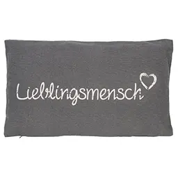 KAMACA Lieblingsmensch Kissen 30x50 cm, graues Flauschkissen mit Aufschrift, kuschelig, Geschenk für Partner, Freunde oder Familie, Baumwollbezug