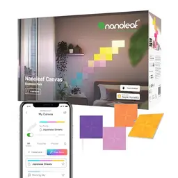 Nanoleaf Canvas Erweiterungspack - 4 LED Lichtquadrate, modulare WLAN RGBW Wandleuchte mit Musik- & Bildschirm-Sync, kompatibel mit Alexa