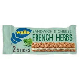 Wasa Sandwich Cheese & Herbs 24x30g - Knäckebrot-Snack mit Käse und Kräutern, ideal für unterwegs