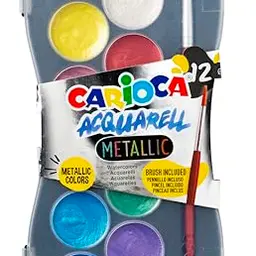 Carioca Metallic Aquarellfarben Set, 12 lichtbeständige Farben, leicht zu mischen