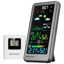 Bresser Funkwetterstation Neomeo V Silber mit Farbdisplay und Außensensor