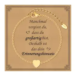 Damen Armband Herz aus vergoldetem Edelstahl - Verstellbares Geschenk für Freundin, Mutter, Ehefrau oder Tochter