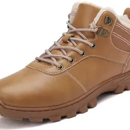 ricema Winterstiefel Herren & Damen, Gefüttert, Rutschfest, Outdoor Wanderschuhe für Schnee & Alltag, Gelb, Größe 39 EU