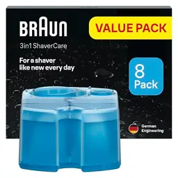 Braun 3-in-1 ShaverCare Reinigungsstationen - 8er Pack Reinigungskartuschen für Rasierer