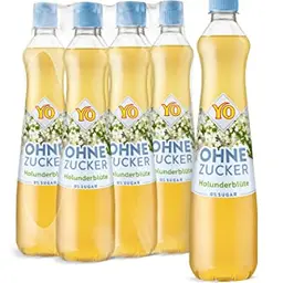YO Sirup Holunderblüte (6 x 700 ml) – zuckerfrei, vegan – 1 Flasche ergibt bis zu 6 Liter Getränk