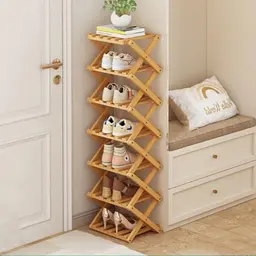 Faltbares Bambus Schuhregal, Schuhablage für Eingangsbereich, Flur und Schlafzimmer, 7 Schichten