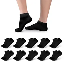 GOSULDEN 10 Paar Sneaker Socken aus Baumwolle für Herren und Damen, Kurz, Schwarz