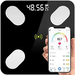 Retoo Körperfettwaage Bluetooth Glas Personenwaage 180 kg Schwarz