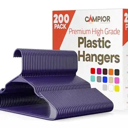 Campior Violette Kleiderbügel, robust, platzsparend und rutschfest, 200 Stück
