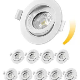 EDISHINE Dimmbare LED Einbaustrahler 3000K Warmweiß, 10er Set, 5W, Ersatz für 50W Halogen