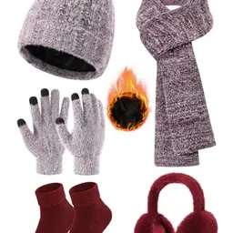 Svanco Wintermütze, Schal & Handschuhe Set für Damen - Fleece Mütze, Touchscreen Handschuhe & Winddichte Ohrenschützer