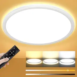 Dimmbare LED Deckenleuchte mit Fernbedienung - Ø30cm, flach für Schlafzimmer, Badezimmer, Küche und Wohnzimmer, 3000K-6500K