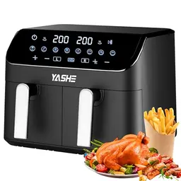 YASHE Dual Zone Heißluftfritteuse 9L – Gesunde und fettarme Zubereitung mit 8-in-1 Touchscreen