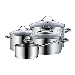 WMF Provence Plus 4-teiliges Topfset Induktion mit Glasdeckel, unbeschichtet, Cromargan Edelstahl
