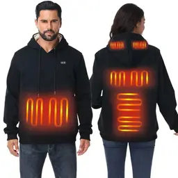 Loowoko Beheizbarer Hoodie Unisex mit Powerbank - Waschbar, 3 Temperaturstufen, Ideal für Outdoor-Aktivitäten, XXL