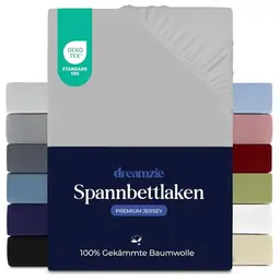 Dreamzie Premium Spannbettlaken 140x200 cm für Matratzen bis 22 cm, Oeko-TEX zertifiziert - Grau