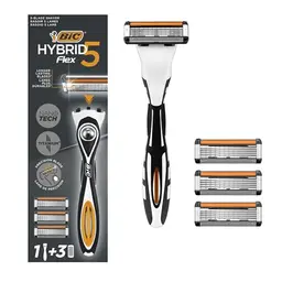 BIC Hybrid 5 Flex Herrenrasierer mit 3 Wechselklingen und Aloe Vera