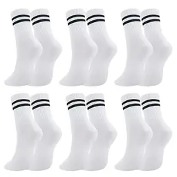 GUTERTOP 6 Paar Stylische Sportsocken Damen Weiß, Atmungsaktive Tennissocken 35-38