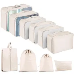 TXBOBECO 10 Stück Koffer Organizer Set, Packing Cubes, Beige