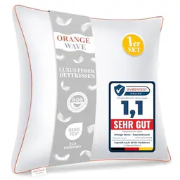 Orange Wave Daunenkissen 80x80cm - Luxuriöses Kopfkissen für Seitenschläfer
