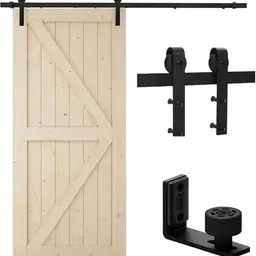 TSMST 200cm Schiebetürsystem für Holzschiebetüren, Schwarz, Komplett-Set