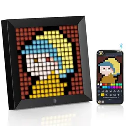Divoom Pixoo 16x16 RGB LED Digitaler Bilderrahmen, Smart Clock & Kalender Uhr (Schwarz)