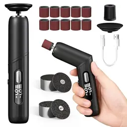 SEEKTAIN 2-in-1 Hornhautentferner mit faltbarem Design, stufenloser Geschwindigkeitsregelung und 40 Schleifpapierteilen