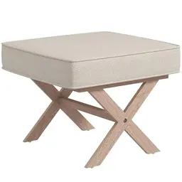 HOMCOM Sitzhocker mit Leinenoptik, gepolstert, beige – Ottomane für Wohnzimmer und Schlafzimmer