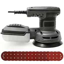 Ecobuild 320W Exzenterschleifer, 6-stufige Drehzahlregelung, 125mm Schleifteller, inklusive Schleifpapiere