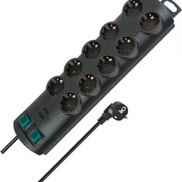 Brennenstuhl Primera-Line Mehrfachsteckdose 10-fach, 2 Schalter, 2m Kabel, schwarz