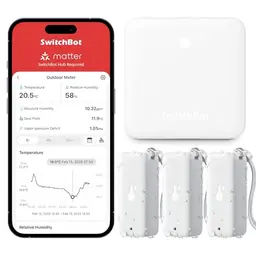 SwitchBot WLAN Hygrometer Thermometer 3er Set - IP65 Wasserdichter Temperatur- und Feuchtigkeitssensor mit App Benachrichtigung