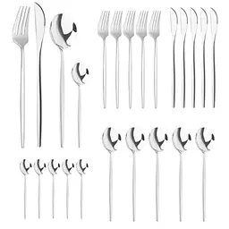 24-teiliges Edelstahl Besteckset für 6 Personen – Spülmaschinenfest, silber – Ideal für Familie, Party, Hotel und Restaurant