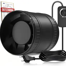 BUMSOU Rohrventilator 100 mm, regelbare Geschwindigkeit, leiser 8 W, Rauchabzug, Inline Abluftventilator, Bad-, Zelt-, Garagen-, WC-Lüfter