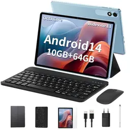 JIKOCXN 10 Zoll Android Tablet, 4GB RAM, 64GB ROM, Octa Core, FHD Bildschirm, 6000mAh Akku, GPS, WLAN, Bluetooth 5.0, Blau