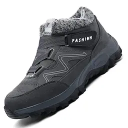 Unitysow Winterstiefel für Damen und Herren, gefütterte Outdoor Winterschuhe, Kurzschaft, Größe 35-46, Grau, 41