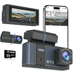 Dashcam Auto Vorne Hinten 4K mit 3.18 Zoll IPS-Bildschirm, WiFi, 64GB SD Karte, Nachtsicht, 170° Weitwinkel