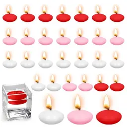30 Stück Bunte Schwimmkerzen für Hochzeiten, Partys und Deko (Rot, Weiß, Rosa)