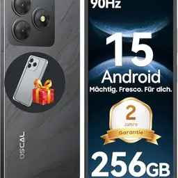 OSCAL Smartphone 2025 - 12GB RAM, 256GB Speicher, 6.56'' HD+, 90Hz, 5000mAh, Dual SIM, 4G, Face ID