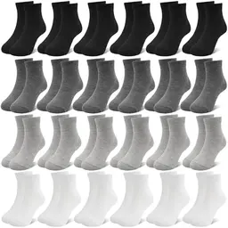 ZERULETS 24 Paare Kinder Socken in Schwarz, Weiß und Grau für Jungen und Mädchen