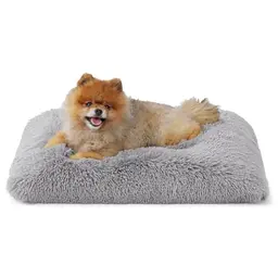BEDSURE Flauschiges Hundebett für große Hunde, 61x45 cm, waschbar, rutschfeste Unterseite, Hellgrau