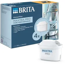 BRITA Wasserfilterkartusche MAXTRA PRO 4er-Pack – Original Ersatzfilter für BRITA-Kannen, verbessert Wasserqualität und Geschmack