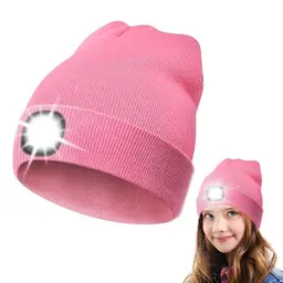 Aoreun LED Mütze mit Licht - Wiederaufladbare Strickmütze für Herren und Damen (Rosa)