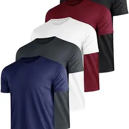 E-LIINJOYE 5er Pack Herren Sport T-Shirts, Atmungsaktiv, Schnelltrocknend, Kurzarm, Fitness & Laufshirts, Größe M