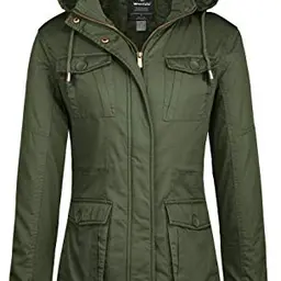 Wantdo Damen Fleece Parka - Warme Winterjacke für Outdoor-Sport in Grün, Größe M