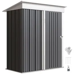 Outsunny Gartenhaus mit Pultdach, 1,36 m², wetterfest, abschließbare Tür, verstellbare Regale, outdoor, für Außenbereich
