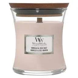 WoodWick Mini-Duftkerze Vanilla & Sea Salt im Sanduhrglas | Brenndauer bis zu 20 Stunden