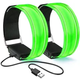flintronic LED Armband 2er Set, Aufladbar, Sicherheitslicht für Nachtlauf und Outdoor Sports - Grün