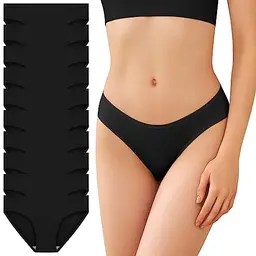 SIMIYA Damen Baumwolle Unterhosen 10er Pack Atmungsaktive Hipster Slips (Schwarz, M)