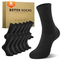TUUHAW 6 Paar Gepolsterte Sportsocken in Schwarz, Weiß, Grau – Atmungsaktive Laufsocken für Herren und Damen (Gr. 43-46)